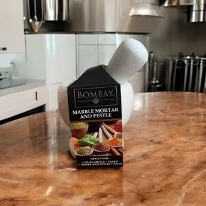 Bombay Natural White Marble Mortar Pestle Set 4" Spice Herb Grinder Kitchen Tool